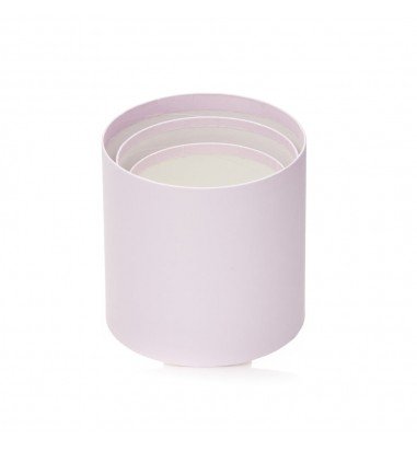 Set 3 cutii rotunde satinate - roz