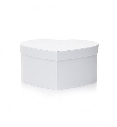 Set 3 cutii inimă satinate - alb