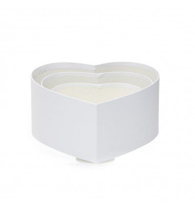 Set 3 cutii inimă satinate - alb