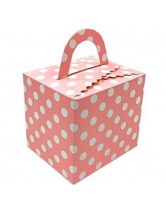 Cutie pătrată cu buline - roz