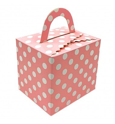 Cutie pătrată cu buline - roz