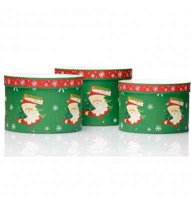 Set 3 cutii rotunde Crăciun – Moș...