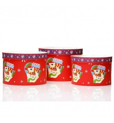 Set 3 cutii rotunde Crăciun - model...