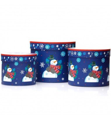 Set 3 cutii rotunde Crăciun - model...