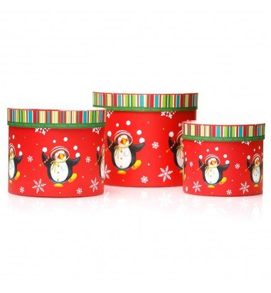 Set 3 cutii rotunde Crăciun - model...