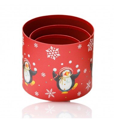 Set 3 cutii rotunde Crăciun - model...