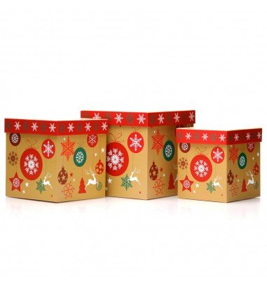 Set 3 cutii pătrate de Crăciun –...