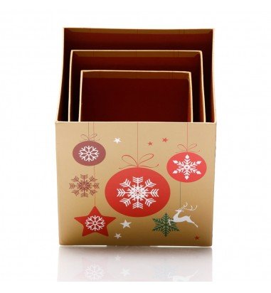 Set 3 cutii pătrate de Crăciun –...