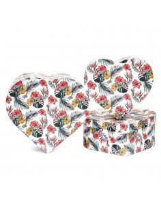 Set 3 cutii inimă cu flori...