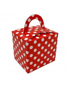 Cutie pătrată cu buline - roșu