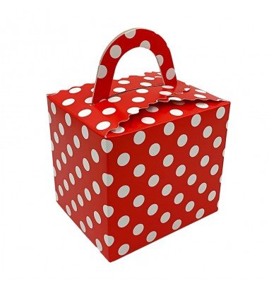 Cutie pătrată cu buline - roșu