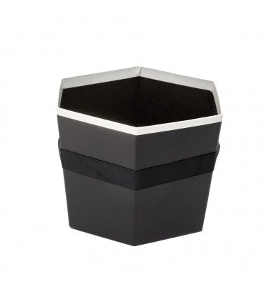 Set 3 cutii hexagon cu mâner - negru