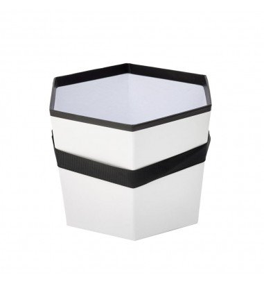 Set 3 cutii hexagon cu mâner - alb