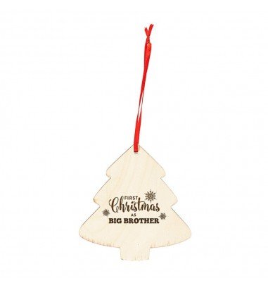 Ornament brad din lemn - șnur roșu