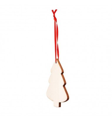 Ornament brad din lemn - șnur roșu