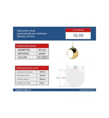 Glob sublimabil pentru brad 6cm -...