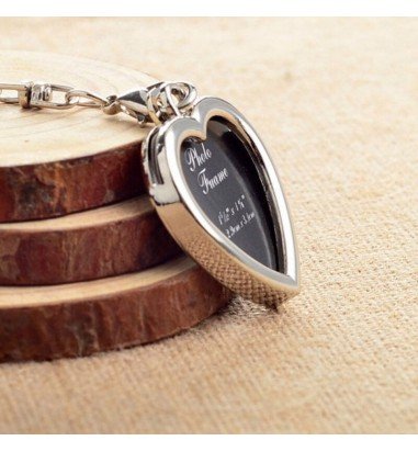 Breloc metalic inserție foto - inimă