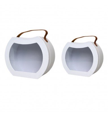 Set 2 cutii rotunjite cu mâner maro...