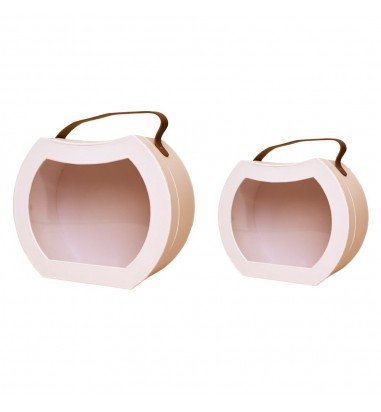 Set 2 cutii rotunjite cu mâner maro...