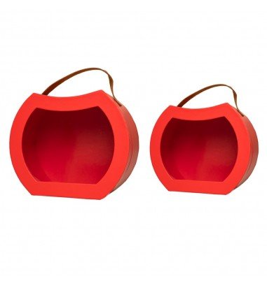 Set 2 cutii rotunjite cu mâner maro...