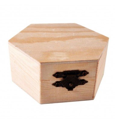 Cutie hexagonală din lemn mică 9x8x4cm