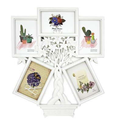 Ramă foto colaj 5 poze albă- model...