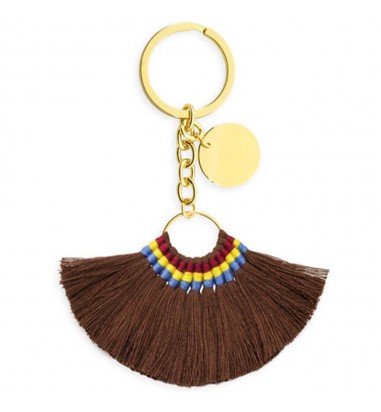 Breloc metalic cu șnururi tricolor
