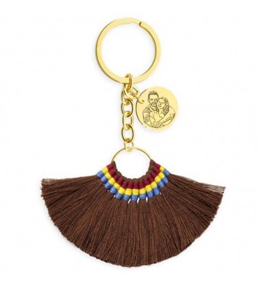 Breloc metalic cu șnururi tricolor