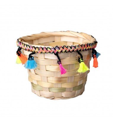 Coșuleț ratan rotund cu ciucuri...