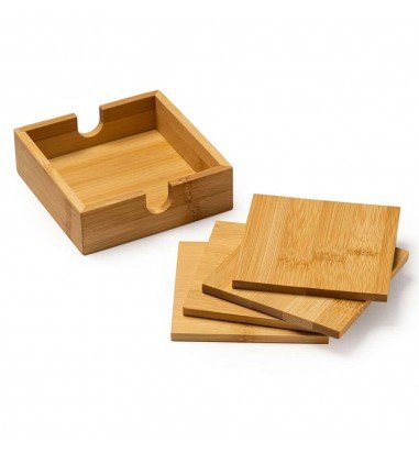 Set de 4 suporturi de pahar din bambus