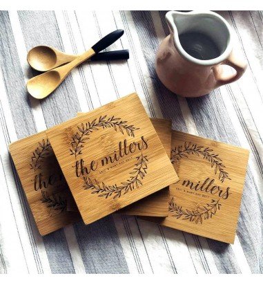 Set de 4 suporturi de pahar din bambus