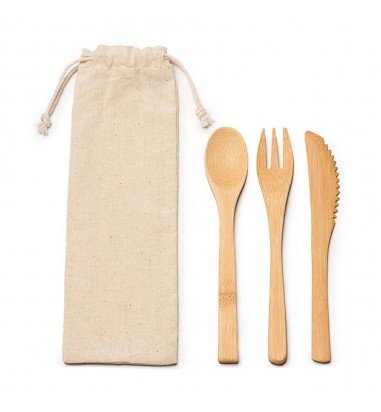 Set de tacâmuri din lemn în săculeț...